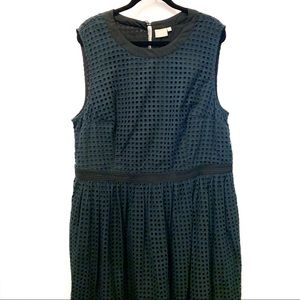 eShakti Blue & Black Fit & Flare Dress w/ Pockets